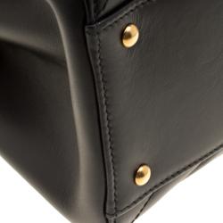 Pre Owned Gucci Black Matelasse Leather Small GG Marmont Top Handle Bag