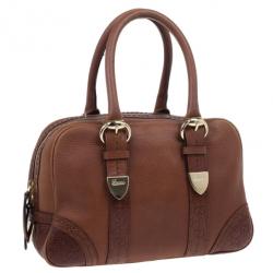 مملوكة مسبقًا Gucci Brown Micro Guccissima Trim Medium Boston Bag