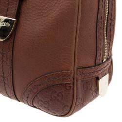 مملوكة مسبقًا Gucci Brown Micro Guccissima Trim Medium Boston Bag