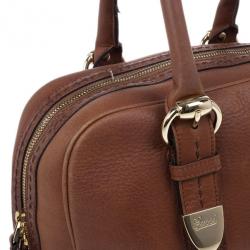 مملوكة مسبقًا Gucci Brown Micro Guccissima Trim Medium Boston Bag