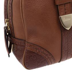 مملوكة مسبقًا Gucci Brown Micro Guccissima Trim Medium Boston Bag