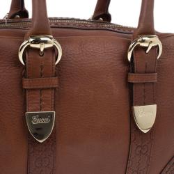 مملوكة مسبقًا Gucci Brown Micro Guccissima Trim Medium Boston Bag