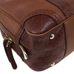 مملوكة مسبقًا Gucci Brown Micro Guccissima Trim Medium Boston Bag