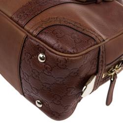 مملوكة مسبقًا Gucci Brown Micro Guccissima Trim Medium Boston Bag