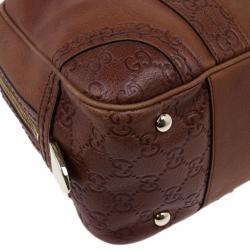 مملوكة مسبقًا Gucci Brown Micro Guccissima Trim Medium Boston Bag