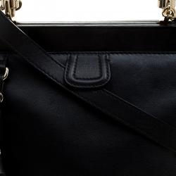 Pre Owned Gucci Black Leather Bold Bamboo Top Handle Bag