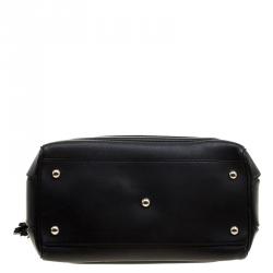 Pre Owned Gucci Black Leather Bold Bamboo Top Handle Bag
