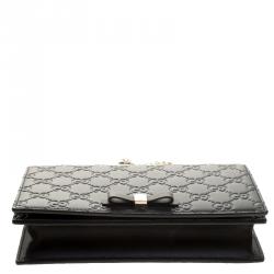 Gucci Black Guccissima Leather Mini Signature Wallet on Chain 