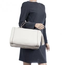 Pre Owned Gucci White Leather Medium Soho Boston Bag