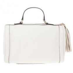Pre Owned Gucci White Leather Medium Soho Boston Bag