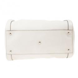 Pre Owned Gucci White Leather Medium Soho Boston Bag