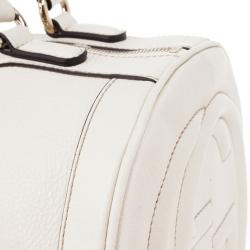 Pre Owned Gucci White Leather Medium Soho Boston Bag