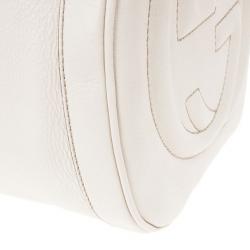 Pre Owned Gucci White Leather Medium Soho Boston Bag