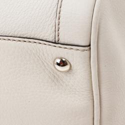 Pre Owned Gucci White Leather Medium Soho Boston Bag