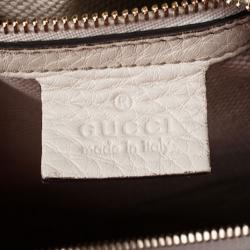 Pre Owned Gucci White Leather Medium Soho Boston Bag