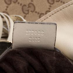 Pre Owned Gucci Beige GG Canvas Limited Edition Crest Patchwork Indy Top Handle Bag