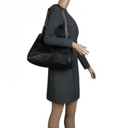 Pre Owned Gucci Black Pebbled Leather Medium Soho Tote