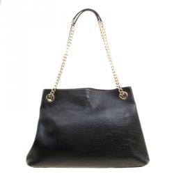 Pre Owned Gucci Black Pebbled Leather Medium Soho Tote