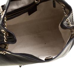 Pre Owned Gucci Black Pebbled Leather Medium Soho Tote