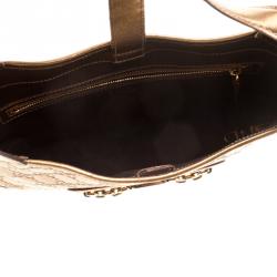 Pre Owned حقيبة غوتشي جلد غوتشيسيما برونزي ميتاليك