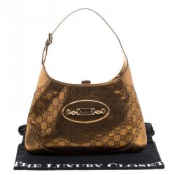 Pre Owned حقيبة غوتشي جلد غوتشيسيما برونزي ميتاليك