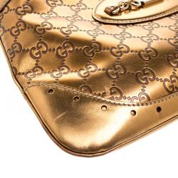 Pre Owned حقيبة غوتشي جلد غوتشيسيما برونزي ميتاليك