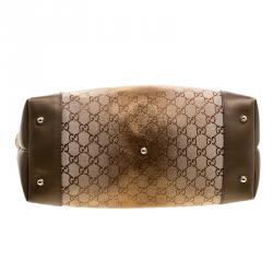 Pre Owned Gucci Beige/Bronze GG Canvas and Leather Medium Charms Embellished Heart Bit Tote