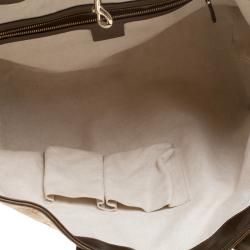 Pre Owned Gucci Beige/Bronze GG Canvas and Leather Medium Charms Embellished Heart Bit Tote