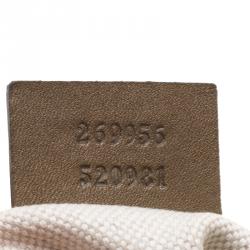 Pre Owned Gucci Beige/Bronze GG Canvas and Leather Medium Charms Embellished Heart Bit Tote