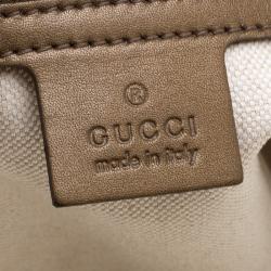 Pre Owned Gucci Beige/Bronze GG Canvas and Leather Medium Charms Embellished Heart Bit Tote