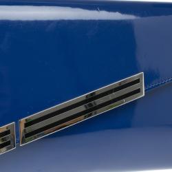 Pre Owned Gucci Blue Patent Leather Maxi Envelope Clutch