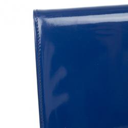 Pre Owned Gucci Blue Patent Leather Maxi Envelope Clutch