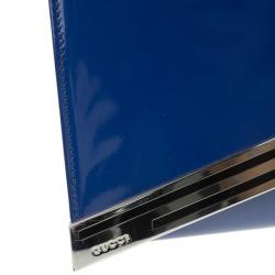 Pre Owned Gucci Blue Patent Leather Maxi Envelope Clutch