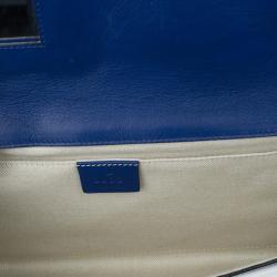 Pre Owned Gucci Blue Patent Leather Maxi Envelope Clutch