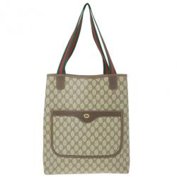 مملوكة مسبقًا Gucci Monogram Guccissima Leather Web Detail Vertical Tote