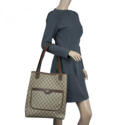 مملوكة مسبقًا Gucci Monogram Guccissima Leather Web Detail Vertical Tote