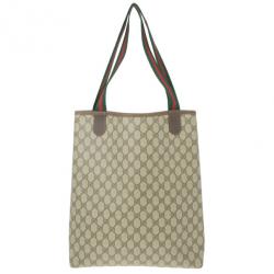 مملوكة مسبقًا Gucci Monogram Guccissima Leather Web Detail Vertical Tote