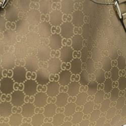 مملوكة مسبقًا Gucci Gold Metallic Monogram Abbey D-Ring Tote