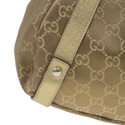 مملوكة مسبقًا Gucci Gold Metallic Monogram Abbey D-Ring Tote