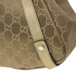 مملوكة مسبقًا Gucci Gold Metallic Monogram Abbey D-Ring Tote