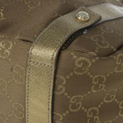 مملوكة مسبقًا Gucci Gold Metallic Monogram Abbey D-Ring Tote