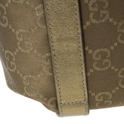 مملوكة مسبقًا Gucci Gold Metallic Monogram Abbey D-Ring Tote