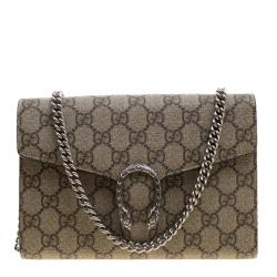 Gucci Beige GG Supreme Canvas Dionysus Wallet On Chain