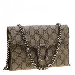 Gucci Beige GG Supreme Canvas Dionysus Wallet On Chain