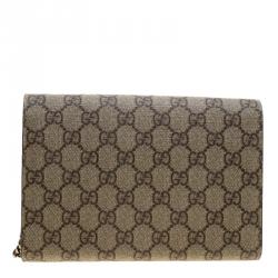 Gucci Beige GG Supreme Canvas Dionysus Wallet On Chain