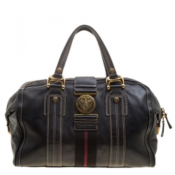 Pre Owned Gucci Black Leather Aviatrix Large Boston Bag