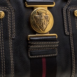 Pre Owned Gucci Black Leather Aviatrix Large Boston Bag