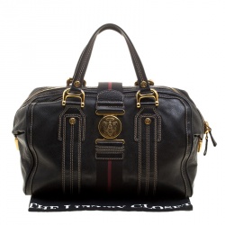 Pre Owned Gucci Black Leather Aviatrix Large Boston Bag