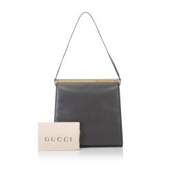 مملوكة مسبقًا حقيبة كتف غوتشي جلدد رصاصي ناعم