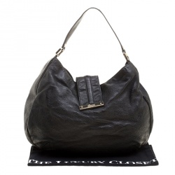Gucci Black Guccissima Leather Large New Ladies Vintage Web Hobo